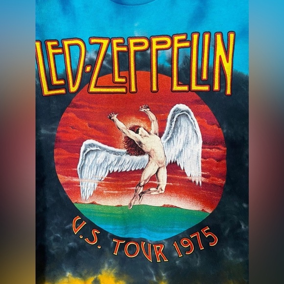 LED ZEPPELIN ICARUS US TOUR 1975 Tie & Dye T-shirt with Short Sleeve in Large - Picture 6 of 7